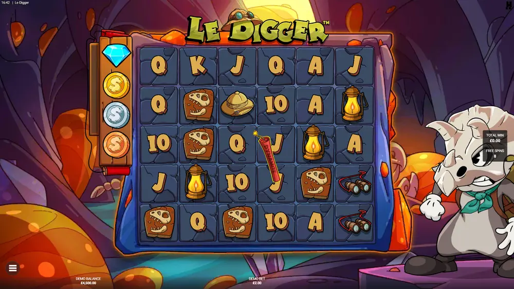 Dig It bonus with Blast Bar filling during free spins in Le Digger